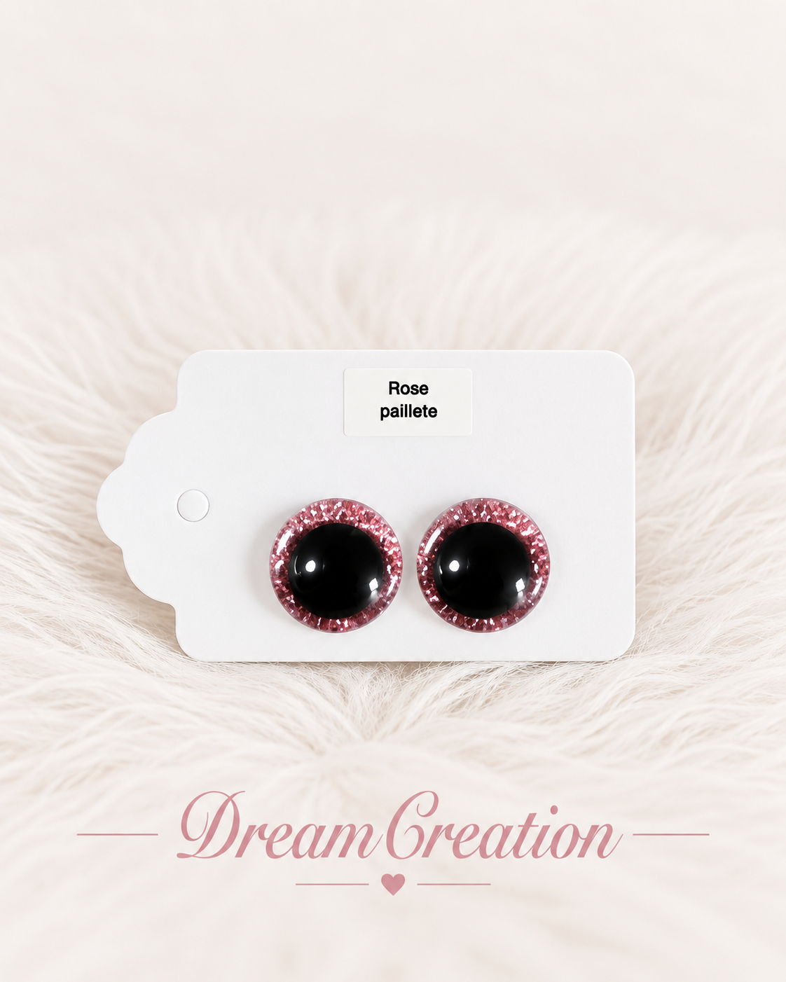 Oeil de sécurité pailleté fushia