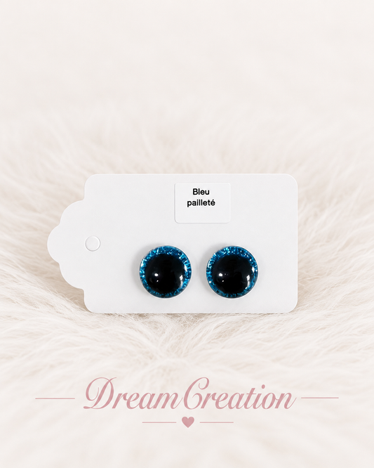 Oeil de sécurité pailleté bleu