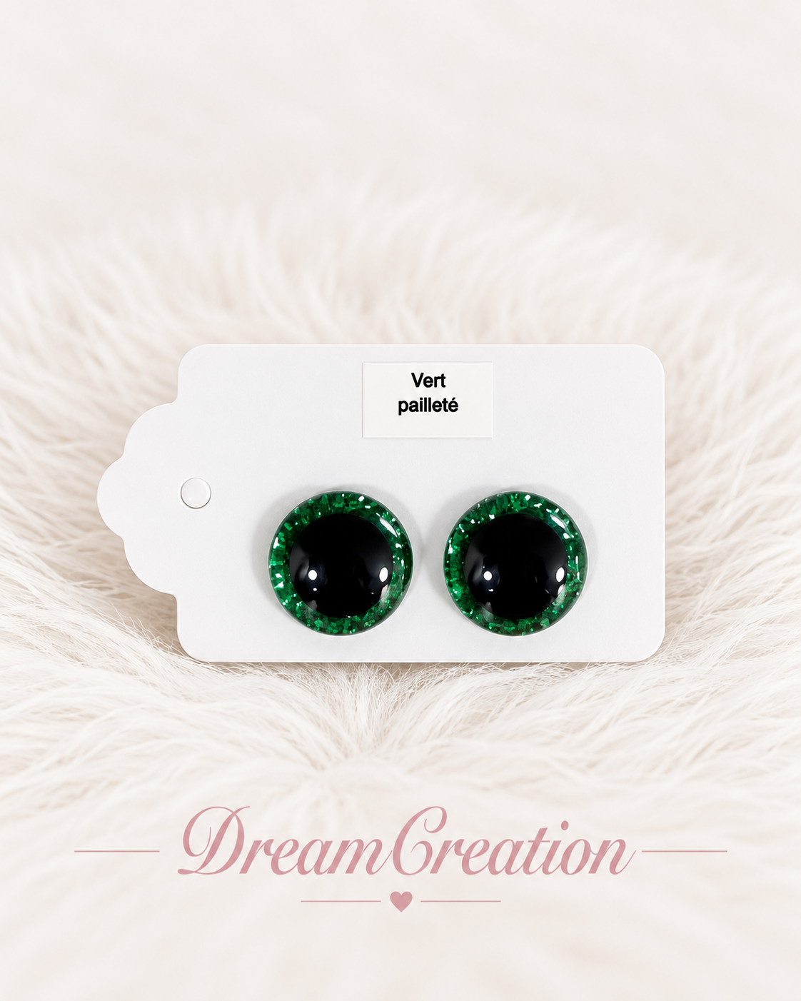 Oeil de sécurité pailleté vert